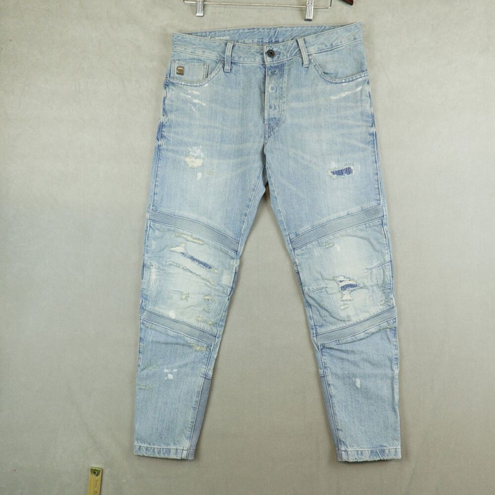 G-Star RAW Jeans Mens 33x30 Motac Deconstructed 3D Slim Biker Moto Stretch Denim